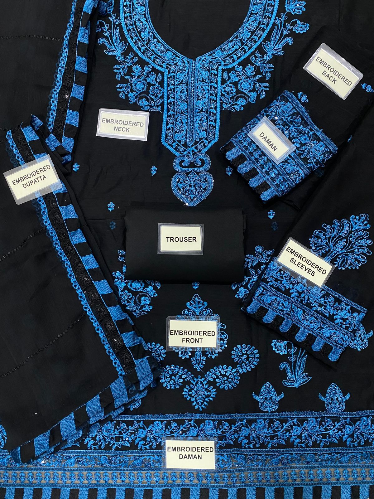 Chiifon fully heavy embroidered spengle work