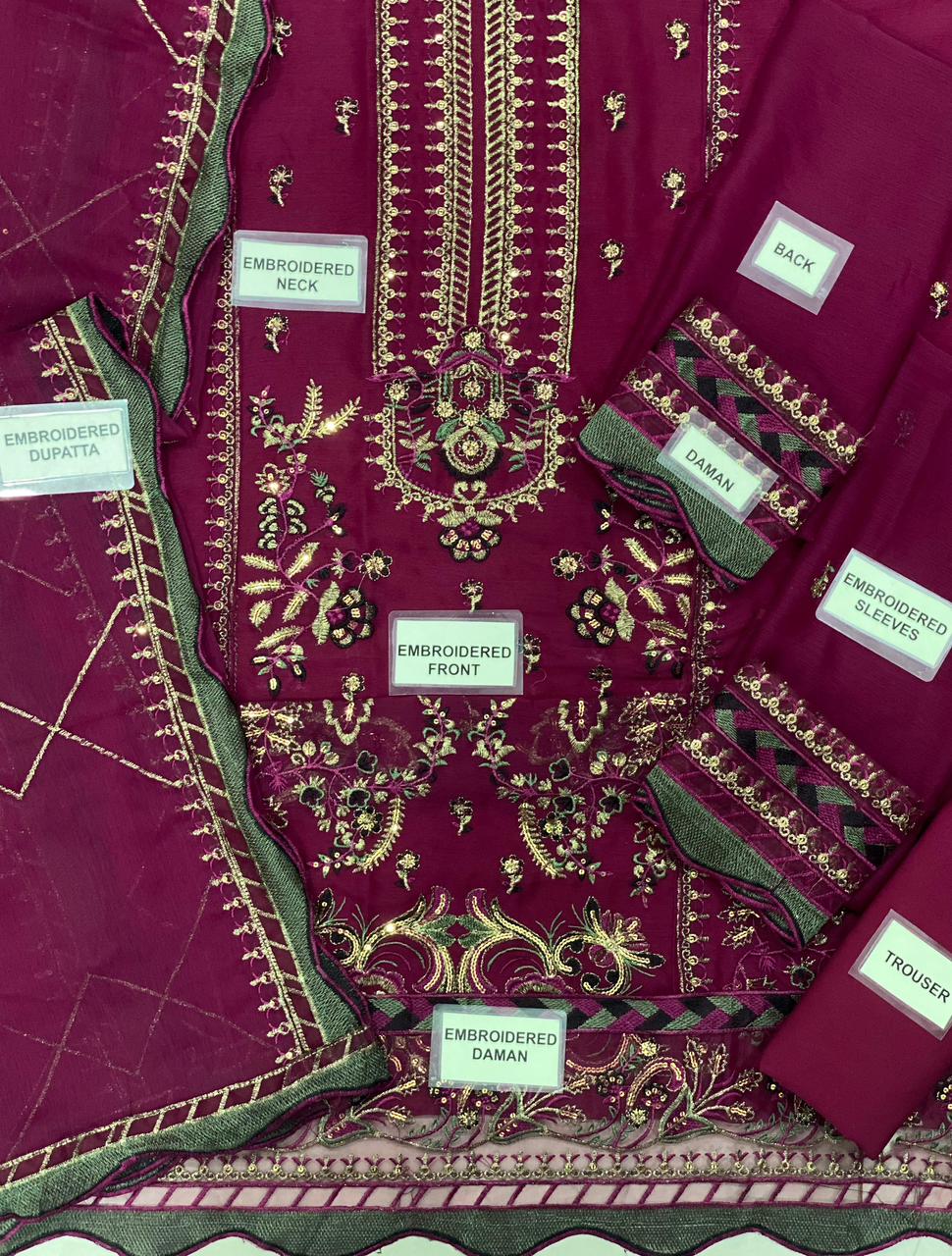 chiifon fully heavy embroidered spengle work