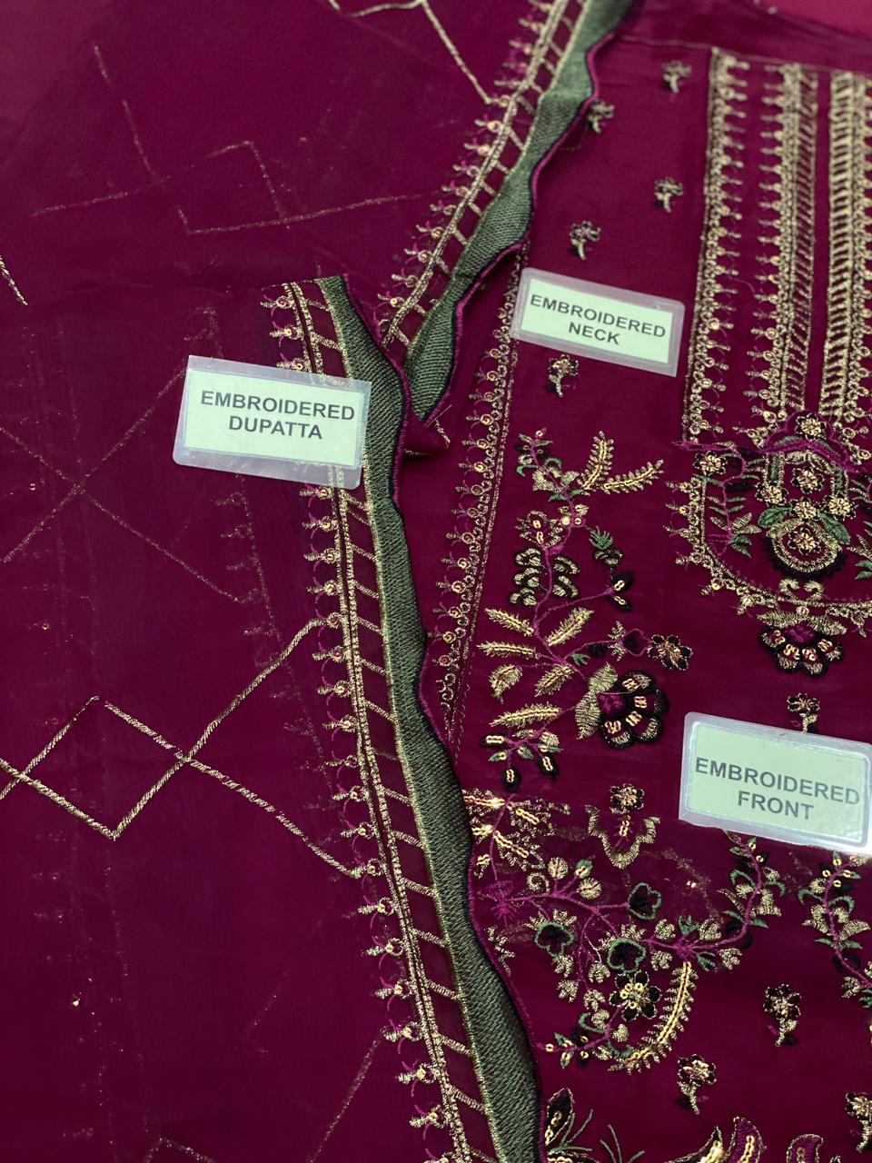 chiifon fully heavy embroidered spengle work