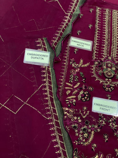 chiifon fully heavy embroidered spengle work
