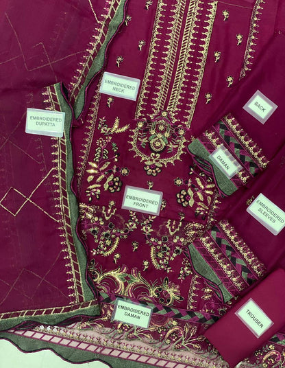 chiifon fully heavy embroidered spengle work