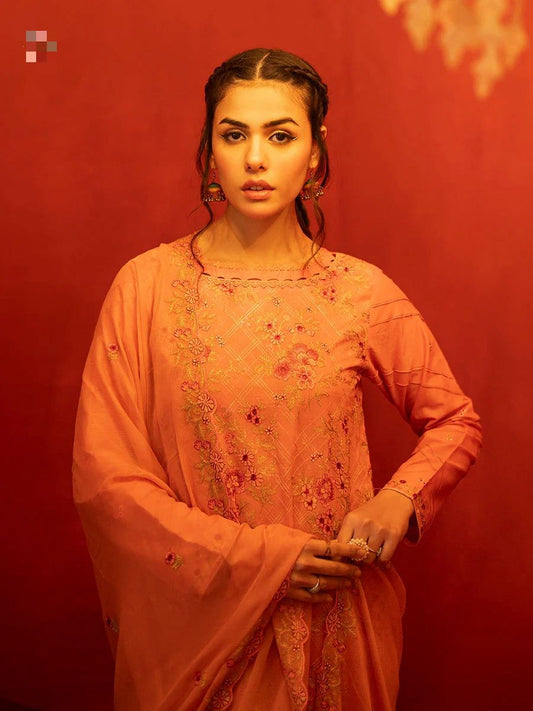 Bareeze 2k25 collection hit Code Available on Lawn with Chiffon Emb Dopatta