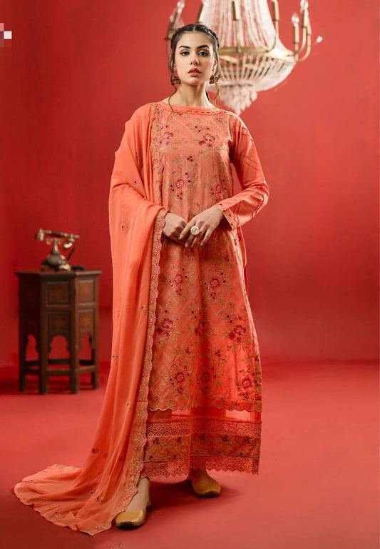 Bareeze 2k25 collection hit Code Available on Lawn with Chiffon Emb Dopatta