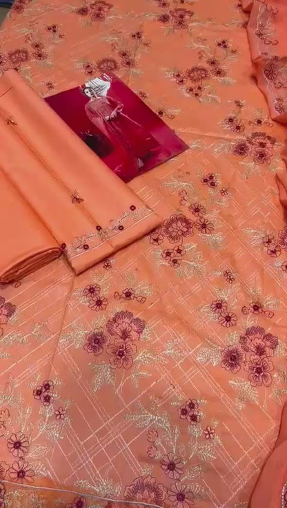 Bareeze 2k25 collection hit Code Available on Lawn with Chiffon Emb Dopatta